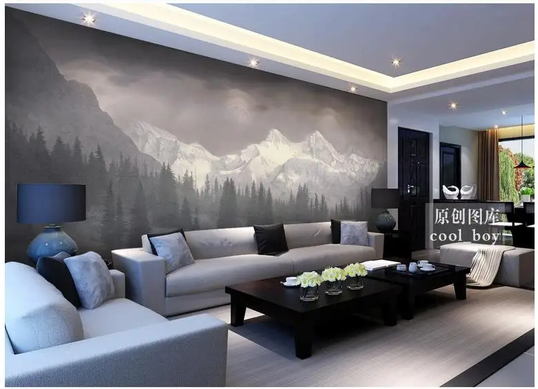 

Customized 3d photo wallpaper for walls 3 d wall murals Snow mountain giant pine forest landscape setting wall murals home decor