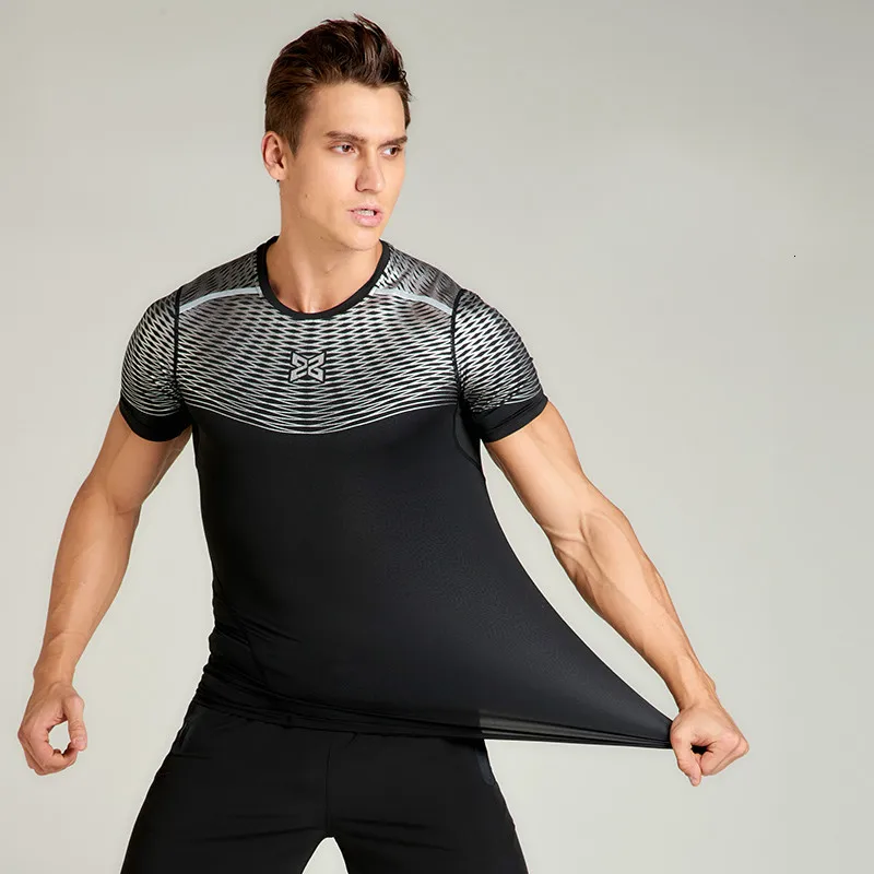 2017 reflective men compression sport shirts fit stripe basketball gym