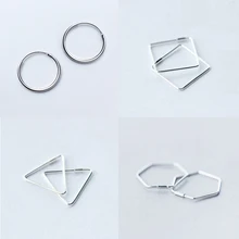 Новинка, 925 пробы серебряные Простые Винтажные серьги-кольца для женщин, гипоаллергенные массивные ювелирные изделия, модный подарок