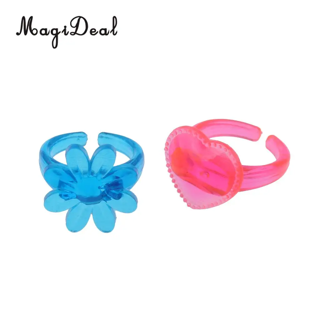 12 Pieces Kids Colorful Plastic Rings Jewelry Prizes for Classroom Teacher, Pinata Filler Toy Random Color 