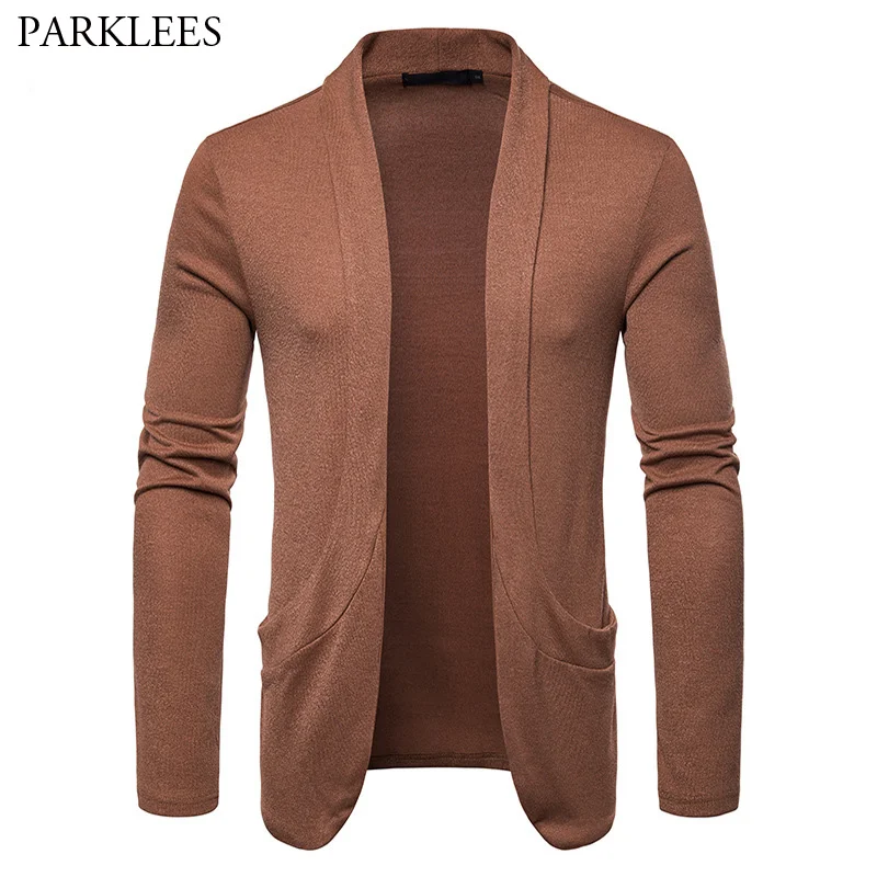Creative Shawl Collar Pockets Cardigan Sweater Men