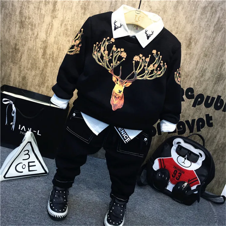 

2018 Children Sets Kids Boys Clothing Set Autumn Winter 3Sets Sweatshirt + Shirt +Pants Cotton Baby Boys Clothes 3-9Y