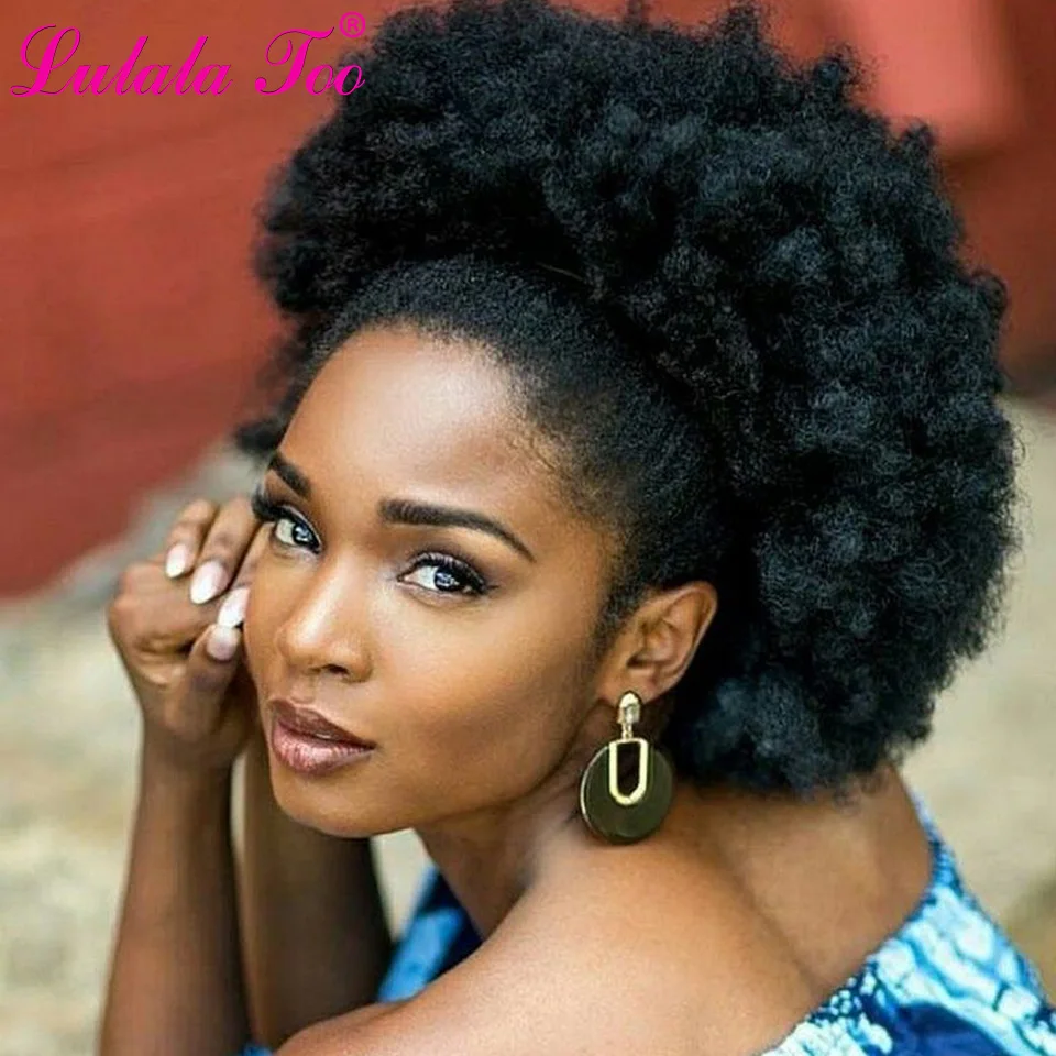 Polegada de Alta Rabo de Cavalo Clip em Sintético Puff Afro Encaracolado Peruca Cordão Curto Kinky Pônei Cauda Curly Cabelo Bun 10 1 Cheap Coque sintético