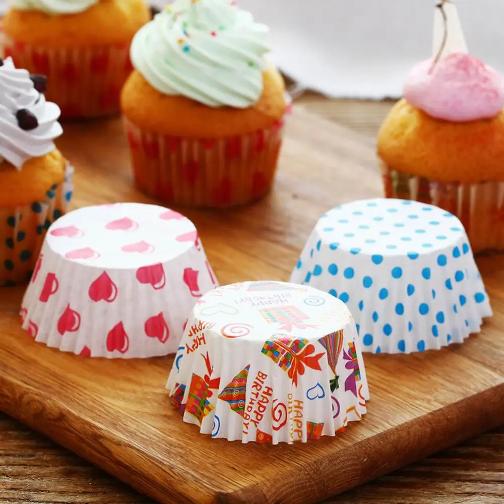 100 шт Красочные разноцветная бумага торт форма для порционного кекса выпечки кексов коробка чашки чехол поднос для вечеринок торт формочка, Инструменты для декорирования