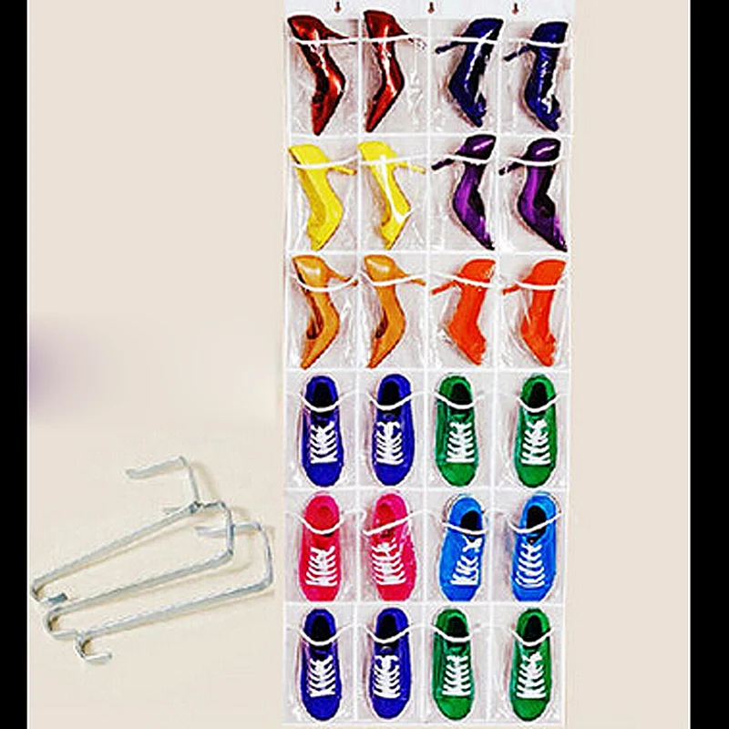 24Pockets Clear Hanging Shoes Organizer Holder Storage