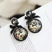 Горячая корейская мода дикие серьги геометрические черные круглые серьги с бантом женские ювелирные изделия Bijoux рождественские подарки оптом