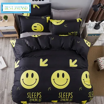 

BEST.WENSD comforter set Smiling face king queen Singl size 3/4pcs bedding sets bedclothes quilt cover bed sheet pillowcases