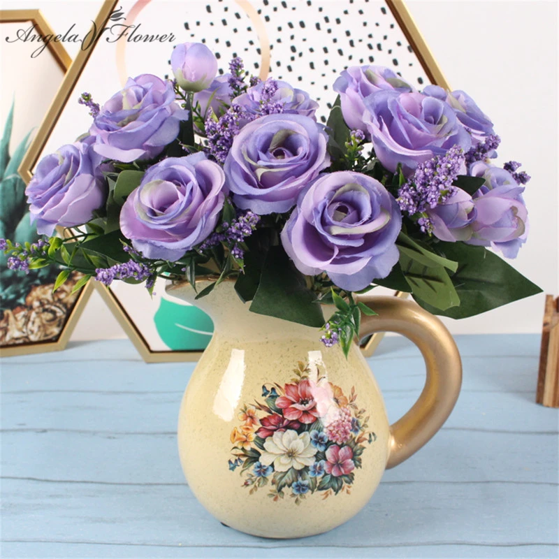 

Artificial rose flower bouquet European fake rose bouquet high-grade DIY wedding home party garden decor ceremony silk flores