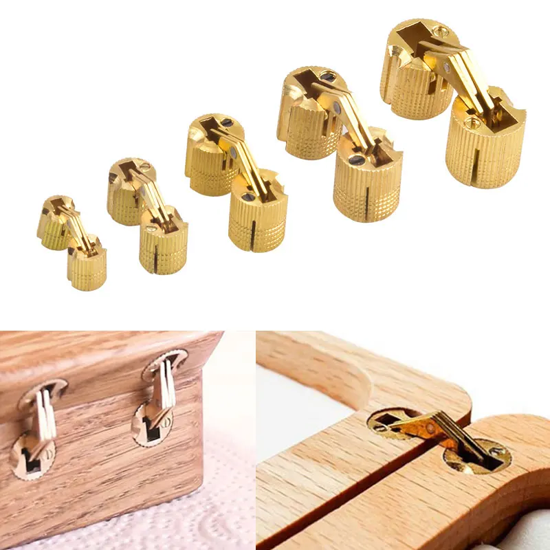 

1PCS Copper Barrel Hinges Cylindrical Hidden Cabinet Concealed Invisible Brass Hinges Mount For Furniture Hardware