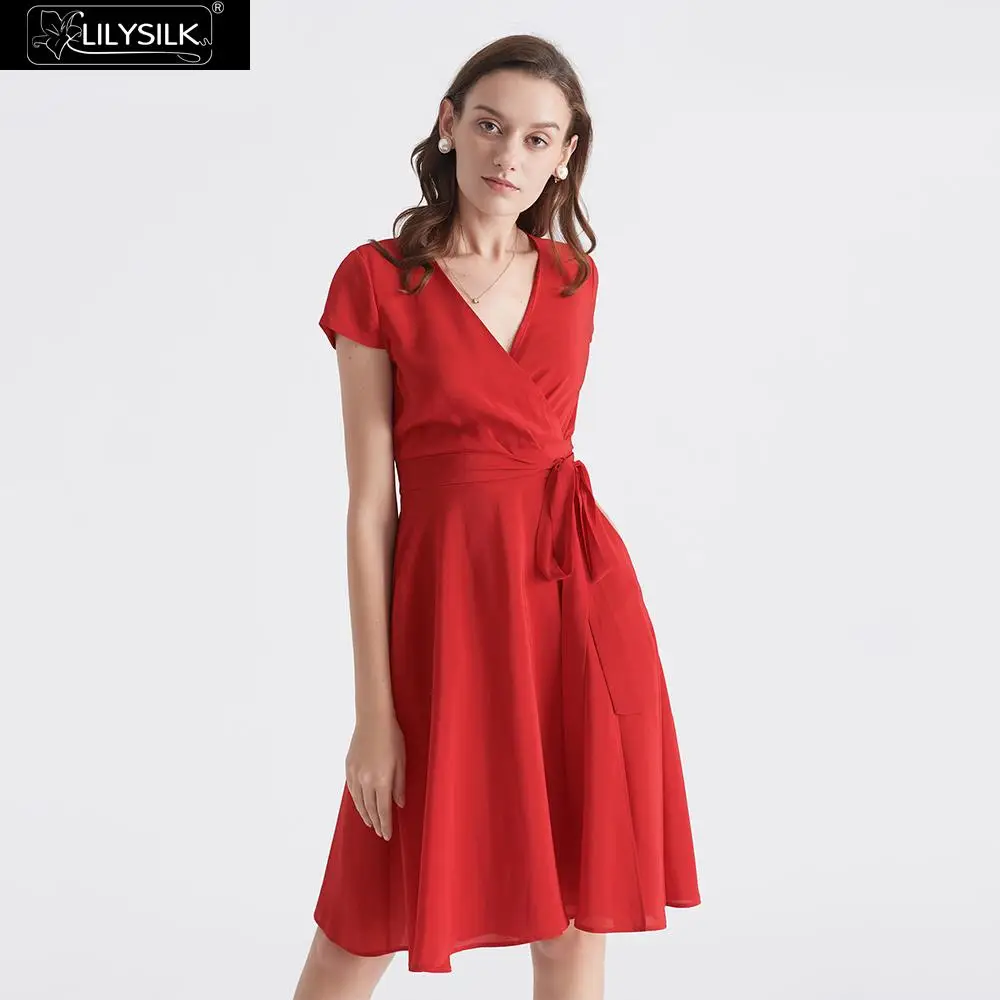 LilySilk платье шелк для женщин Рисунок лестно обёрточная бумага дамы Бесплатная