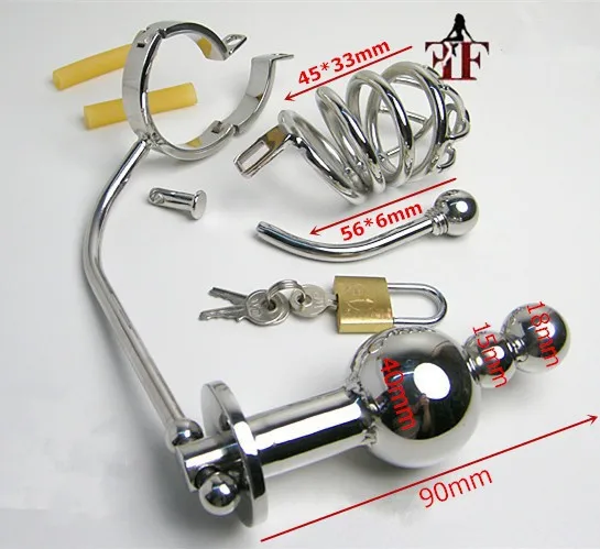 Stainless Steel Metal Beads Anal Plug Butt Plug Cock Cage Chastity Device Penis Plug Urethral font