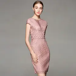 2019 женщин o-образным вырезом с коротким рукавом вышивка осенние платья плюс размер дамы Офис карандаш платье