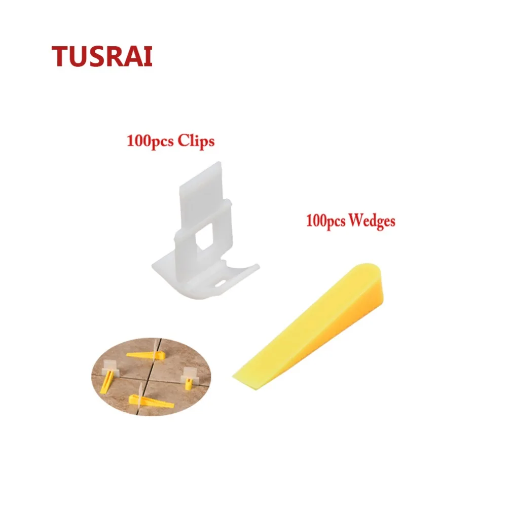 Набор система выравнивания плитки 1.5mm 1/16" 200шт пола укладки плитки 100 Основ+100 Клиньев TUSRAI