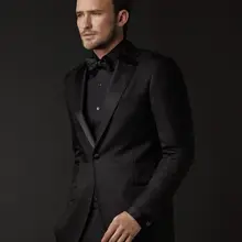 Новое поступление Простые Черные смокинги для жениха 2 шт. мужские свадебные Променад вечерние костюм жениха костюм Блейзер terno masculino