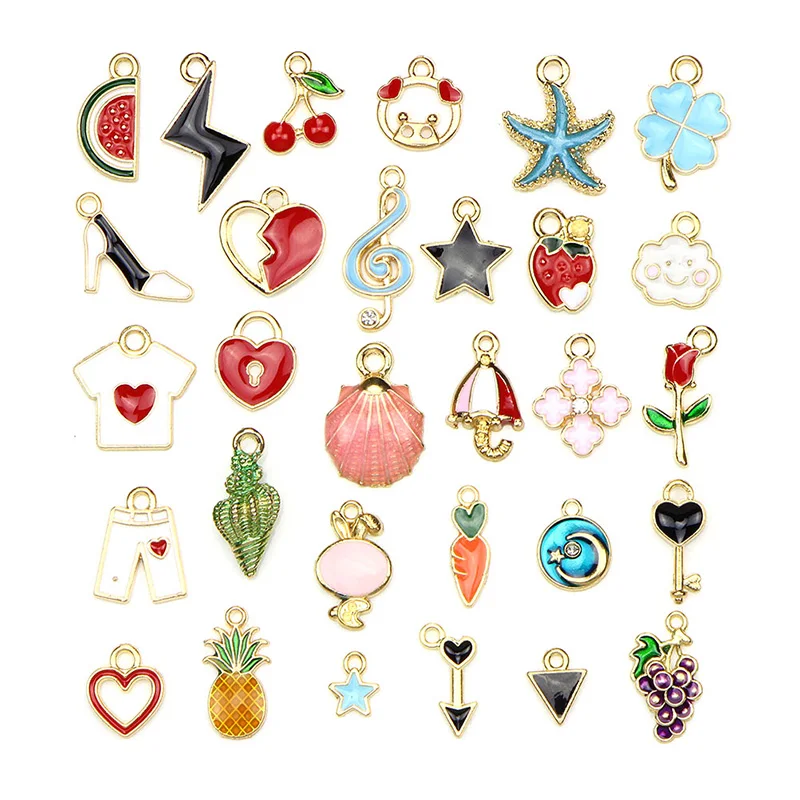 1pack Mix Gold Metal Enamel Charms For Earring Fashion Jewelry Making Charm And Pendants For Bracelet Dangle Assorted Mixed Lot - Окраска металла: 30pcs