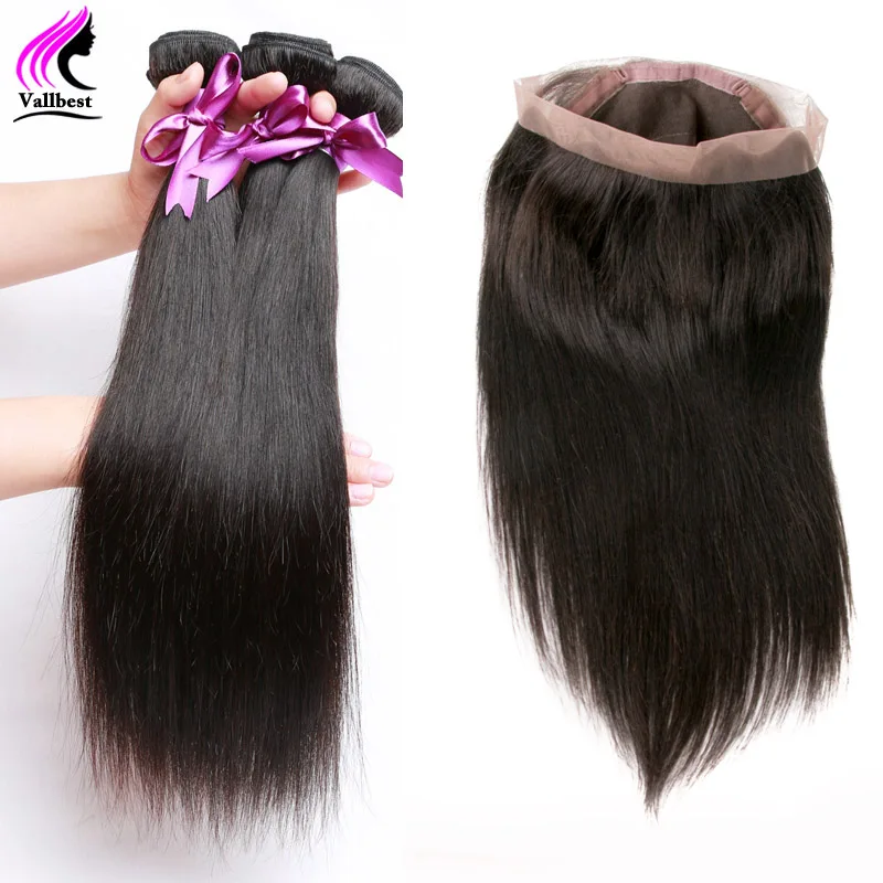 Peruvian Straight Virgin Hair With Frontal Closure 3 Bundles Straight Hair With Closure 360 Lace Frontal Closure With Bundles