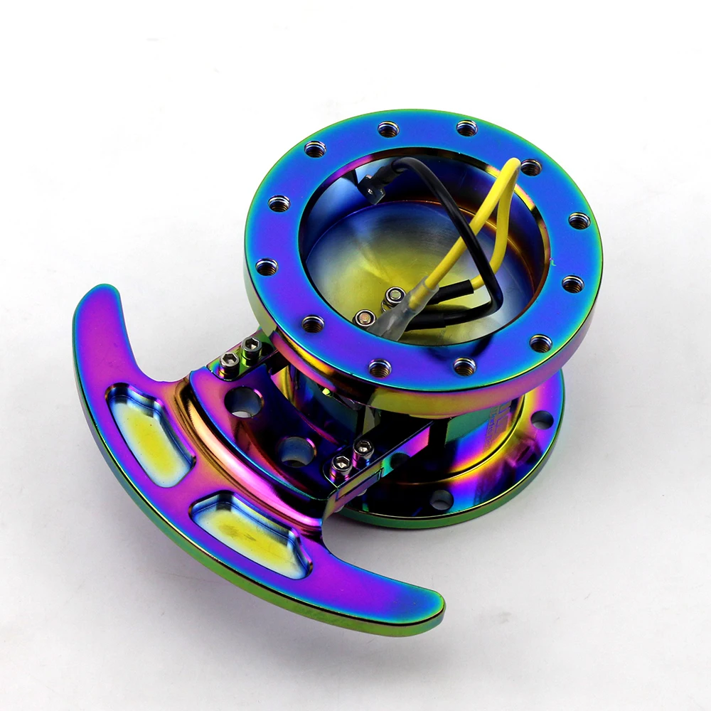 Universal de aluminio de carreras de coches quemados titanio azul Neo Chrome Cubo de volante de liberación rápida Universal de aluminio de carreras de coches quemados titanio azul Neo Chrome Cubo de volante de liberación rápida