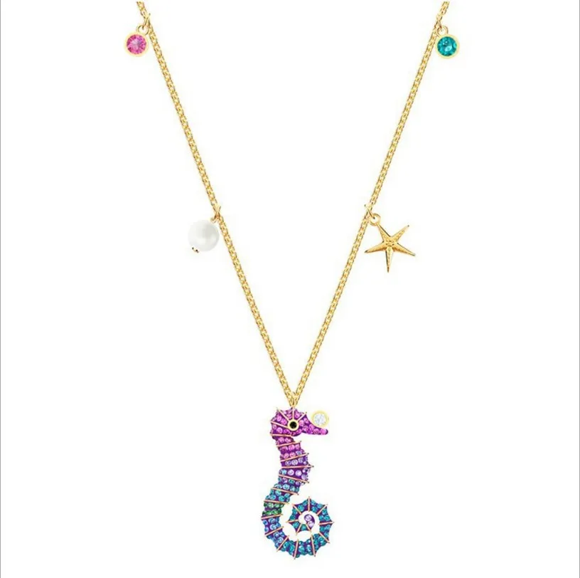 

High quality SWA high quality original cute hippocampus DIY Necklace Pendant Fashion Female Jewelry Necklace