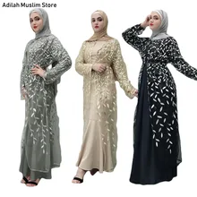 נשים הרמדאן העבאיה דובאי תורכי קפטן טורקיה בנגלדש רקמה מוסלמי שמלת קפטן Robe קרדיגן בגדים אסלאמיים חיג 'אב(China)