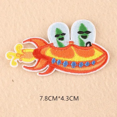 1pcs Space Universe UFO parches Embroidered Iron on Patches for Clothing DIY Motif Stripes Clothes Stickers The aliens Badges - Цвет: ZU03-14