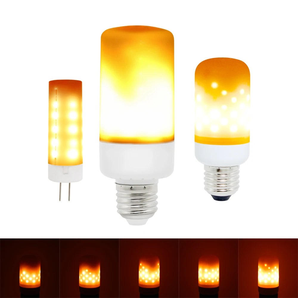 

E27 LED Flame Bulb 85V-265V E26 12V G4 Fire Burning Effect Lamp Warm White LED Night Light Garden Decoration Wall Lamp