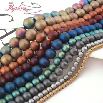 

2,3,4,6,8mm Frost Matte Round Ball Beads Hematite Natural Stone Beads For DIY Necklace Bracelets Jewelry Making Spacer Str 15"
