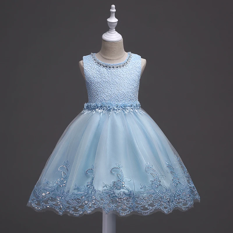 

baby girl clothes Pure color girls wedding dress Beads Stage performance princess dress Birthday party Sleeveless tunic white