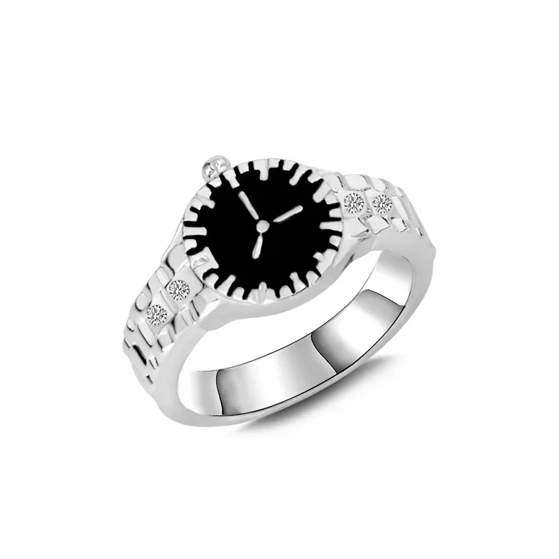

Classic Creative Wedding Watch Ring Zinc Alloy Silver Color Casual For Men And Women Fashion Jewelry Personalized Rings Gift