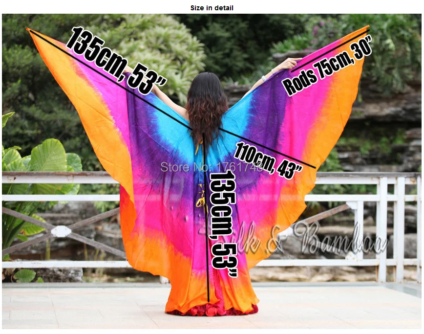Желтый-оранжевый-Красный-розовый-фиолетовый, 1 комплект 2,7 м* 1,14 м(3 ярда* 4") галстук-краситель 6 мм habotai двойная вуаль Танец Живота Шелковые крылья, натуральный шелк