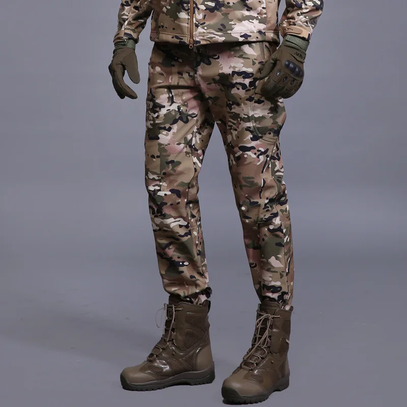 Escalada ao ar Livre dos Homens Calças de Casca Velo à Prova de Vento Militar do Exército à Prova Caça Tubarão Pele Caminhadas Táticas Mole D3água 3xl 9 Cheap Calças de caminhadas