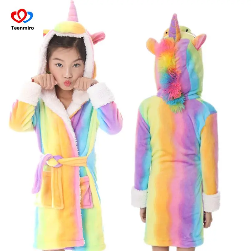 

Thick Children Bathrobe for Boy Girl Unicorn Pajamas Kids Robes Hooded Sleepwear Animal Home Wear Clothing Baby Enfant Nightgown