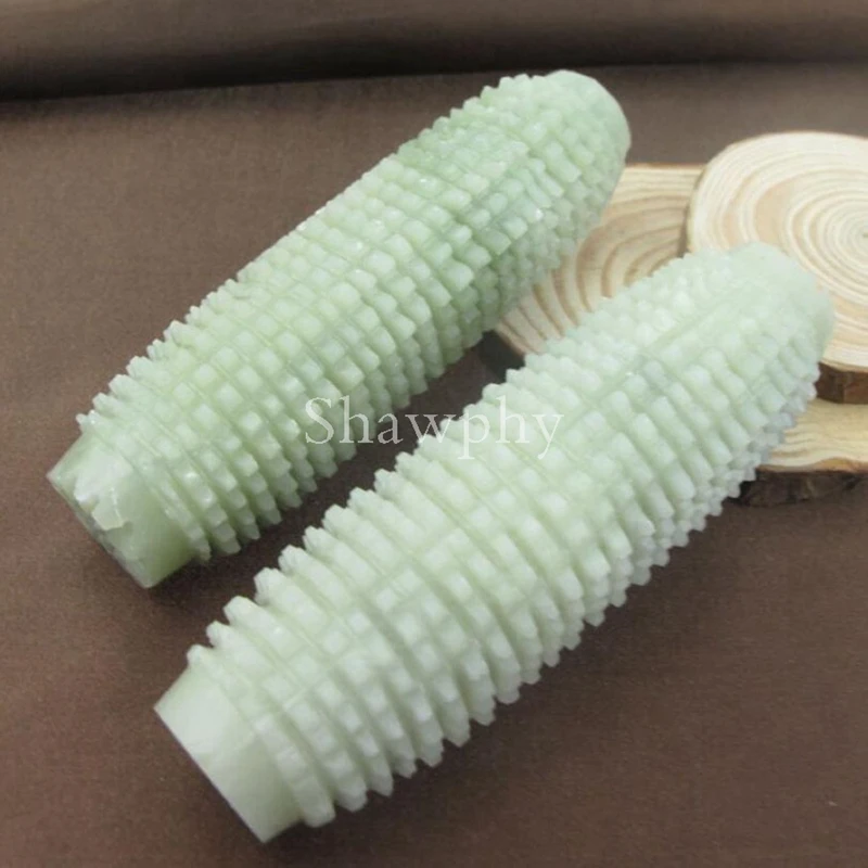 2pcs Natural Green Jade Massage Relaxation Roller Massager for Foot Hand Beauty Health Care Slimming Tool |
