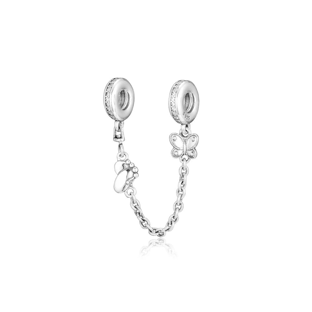 

CKK 925 Sterling Silver Decorative Butterflies Safety Chain Original Jewelry Fashion Making Fits For Bracelet
