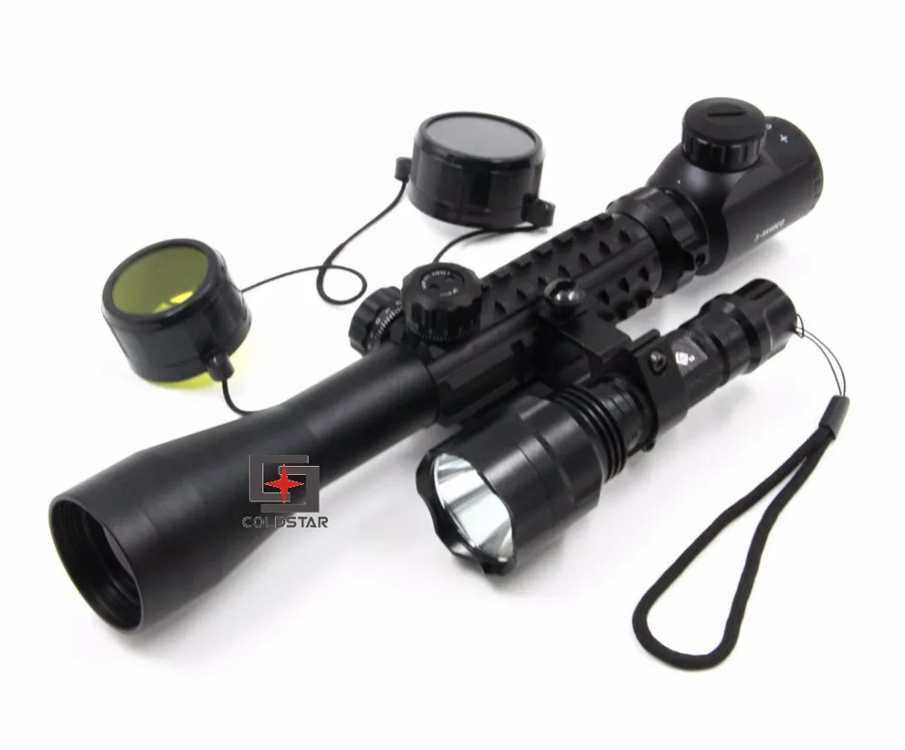 

Hunting Optics Set Compact Combo 3-9X40EG Rifle Scope Telescopic Sights + T6 LED Hunting Flashlight 5Mode C8 Torch Flash Light