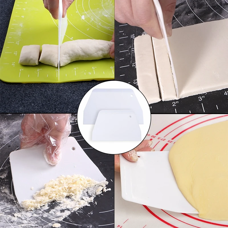 Spatule coupe-pâte en silicone, 3 pièces/lot, trancheuse, grattoir à crème,  lame de gâteau, pâtisserie - AliExpress