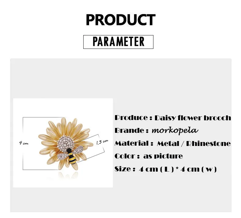 Morkopela пчела ромашка эмалированная булавка модная брошь для девочек булавки броши со стразами для женщин Зажим для шарфа булавка для насекомых аксессуары