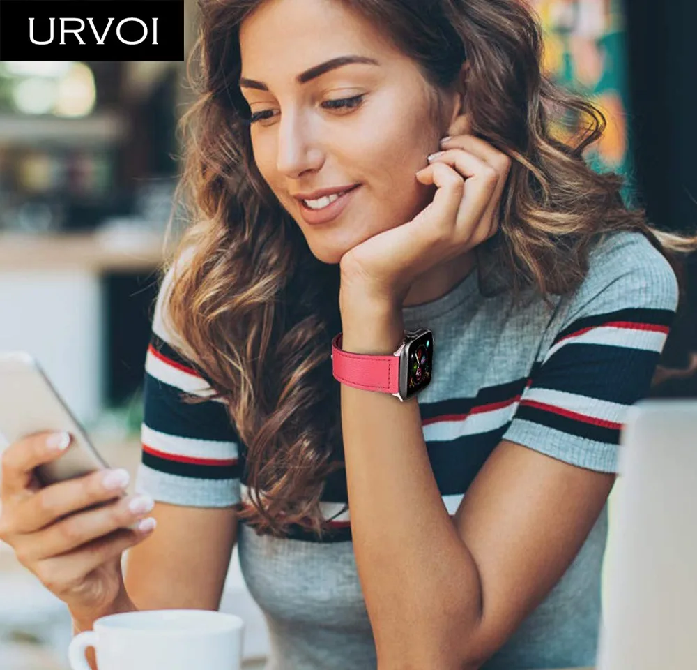 Кожаный ремешок URVOI Swift для apple watch series 6 SE 5 432 iwatch 4 Классический с пряжкой ручной