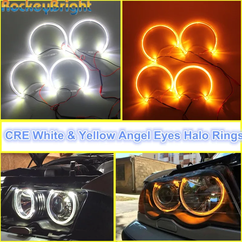 Rockeybright 1set Angel Eyes Kit For BMW E36 E38 E39 E46 Warm White Halo Ring for BMW E46 131mm*4 Halo Rings Light Angel Eye Rockeybright 1set Angel Eyes Kit For BMW E36 E38 E39 E46 Warm White Halo Ring for BMW E46 131mm*4 Halo Rings Light Angel Eye