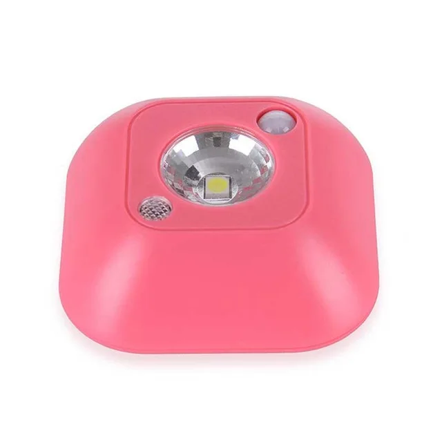 Светодиодный датчик ночного света индукционный PIR инфракрасный датчик движения лампа Магнитный инфракрасный настенный светильник шкаф лестницы свет умный свет - Цвет: Розовый