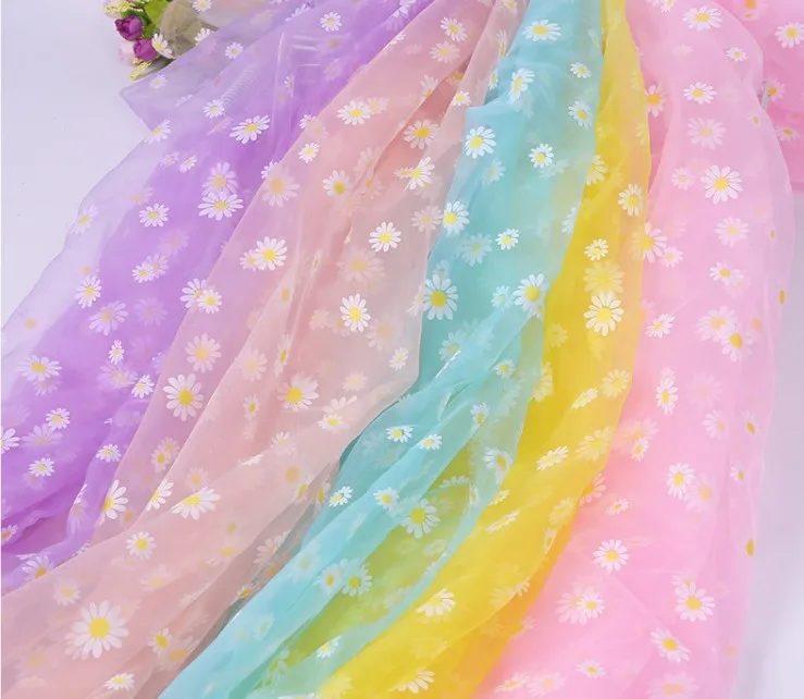 Милая Маргаритка ткань органза с принтом для девочек летнее платье принцессы ручной работы DIY шторы одежда украшения ткань P043