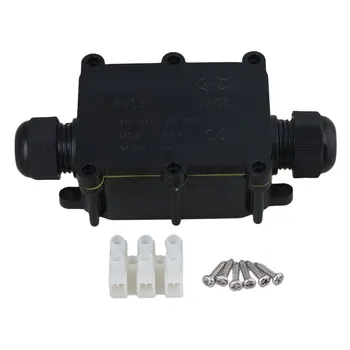 

Plastic Black 2 Way Cable Wire Connectors Junction Box IP68 Waterproof Sunproof 450V 24A