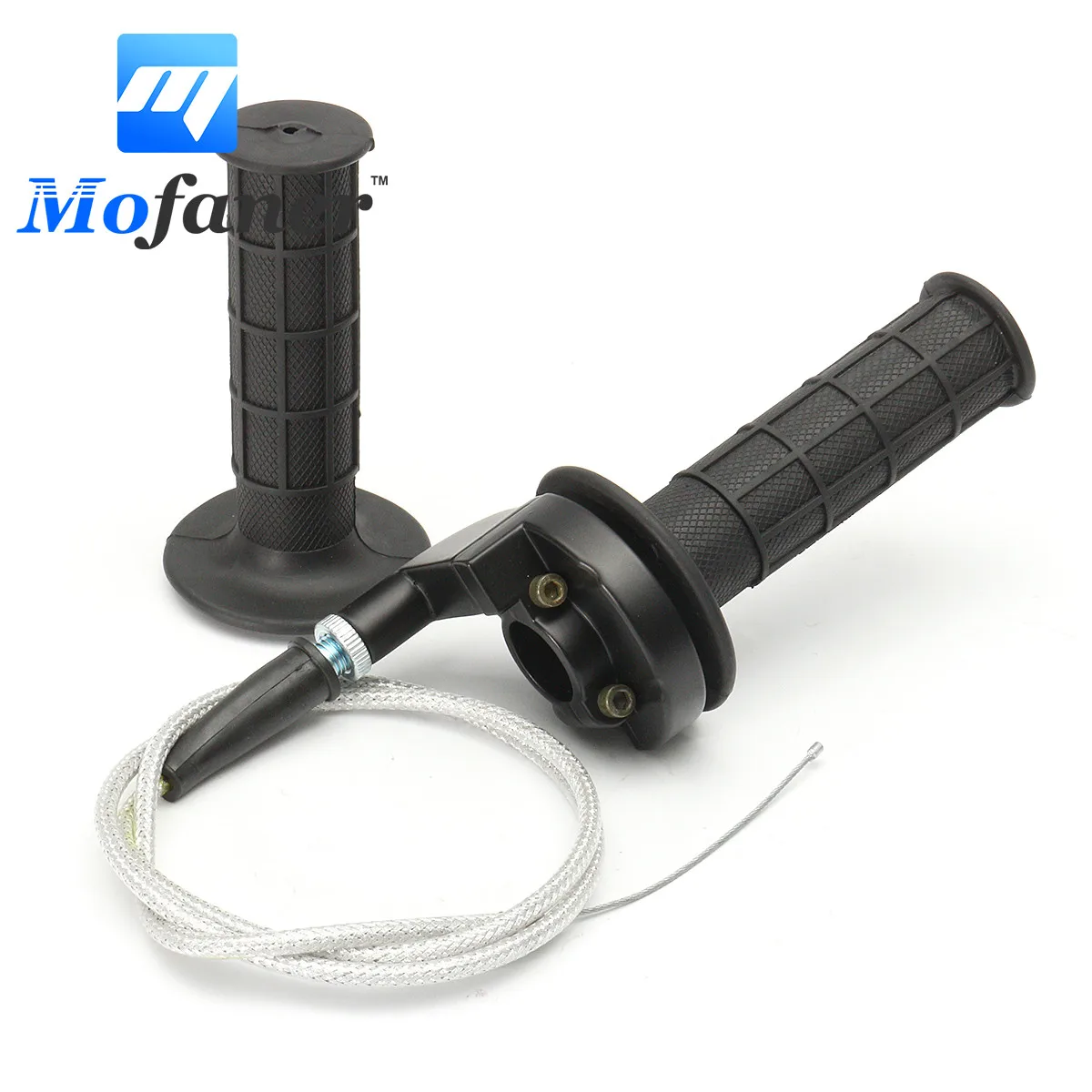 

Motorcycle Black Throttle Handle Bar Grips With Throttle Cable Pit Bike 22mm 7/8