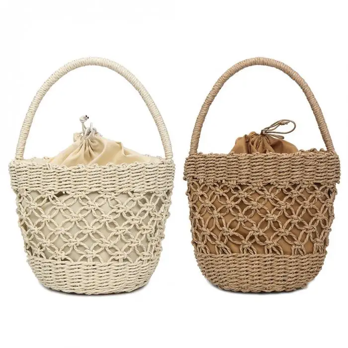 Для женщин сумки из натуральной кожи ручной работы плетеная солома сумка большой вместимости, летняя пляжная сумка вечерние WF 668