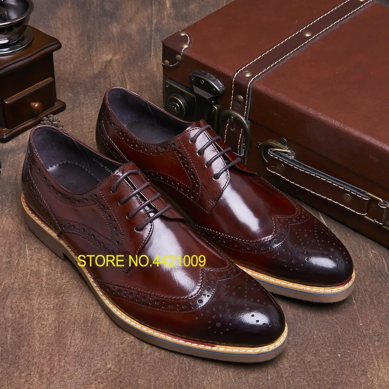 

Black Wine Man Fashion High Quality Carved Dress Party Prom Wedding Oxfords Shoes 2018 Male Business Office Formal Shoes