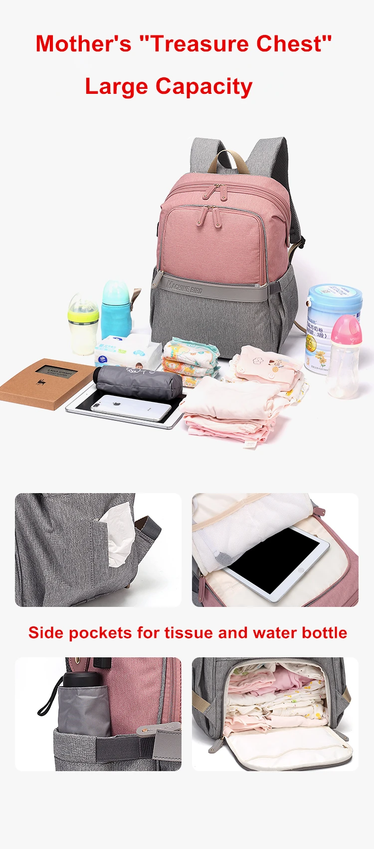 New Mummy Diaper Bag Usb Large Capacity Maternity Backpack Waterproof Travel Baby Stroller Bag For Mom Multifunctional Nappy Bag (6)