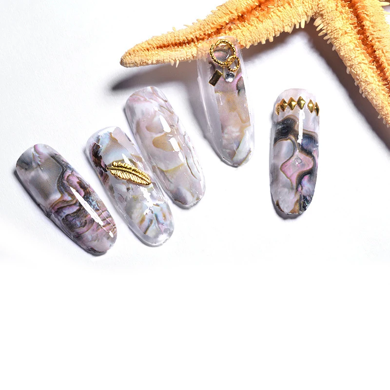  MEET ACROSS Starry Sky Nail Foil Sticker Marble Shell Holographic Gradient DIY Manicure Nail Art Tr