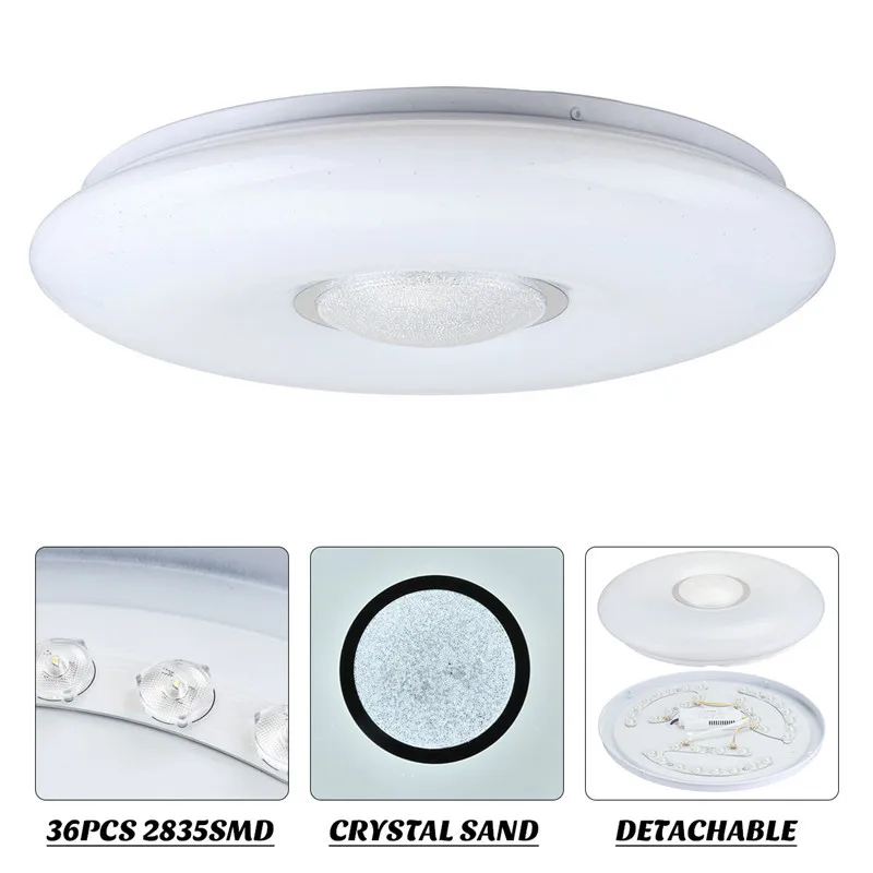  Smuxi AC180-240V LED Ceiling Down Light Fixture Dimmable Lamp With Remote Control and Crystal Sand  - 33023310736