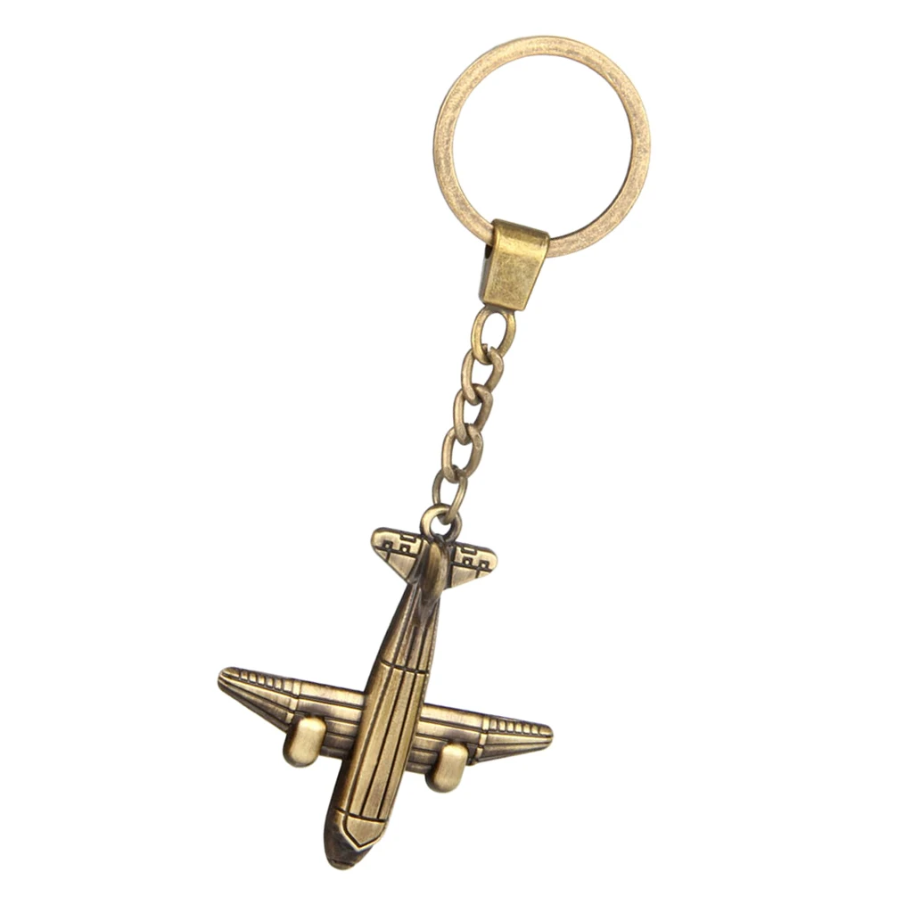 Fashion Airplane Charms Keyring Antique Bronze Aircraft Pendant Keychain Decor Accessories Ornament Jewelry