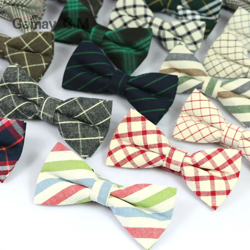 New Men Fashion Classic Plaid Cotton Bowtie Neckwear Adjustable Mens Bow Tie for wedding england style ties