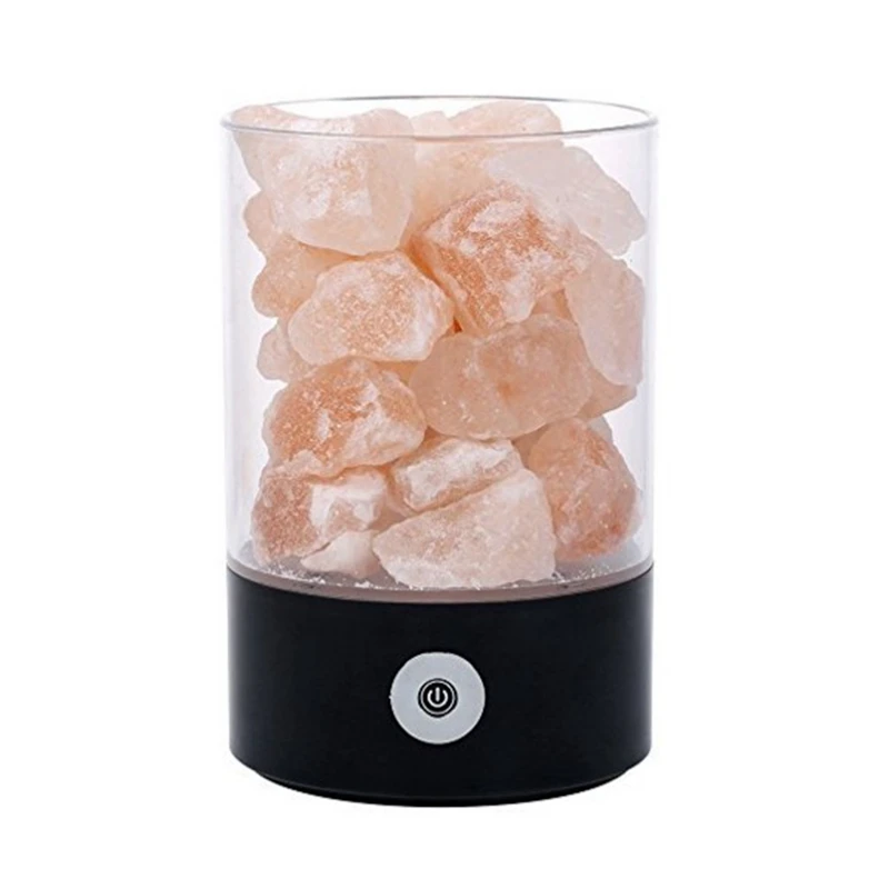 LukLoy новые творческие гималайский кристалл соли настольная лампа Спальня прикроватная ночник излучения чистый воздух Романтический декоративный свет - Цвет абажура: Round Black